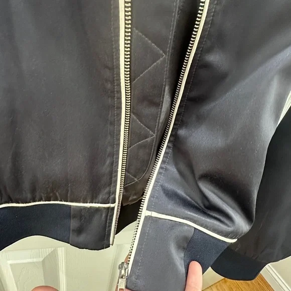 M.A.P. Navy Silk Bomber Jacket - Picture 4 of 11